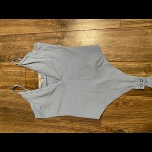 Blue v-neck body suit